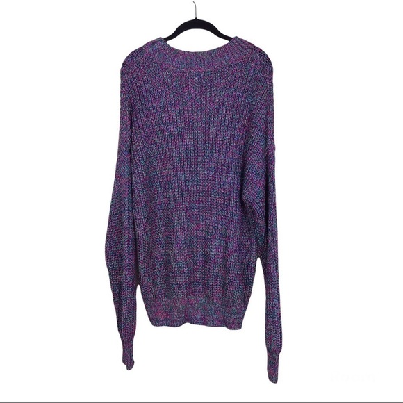 Umgee Multicolor Lurex Crewneck Long Sleeve Chunky Pullover Sweater M - Picture 4 of 6